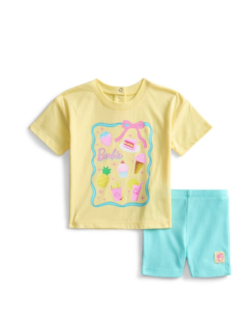 Barbie Baby Girls Graphic Tee & Bike Shorts 2‑Piece Set